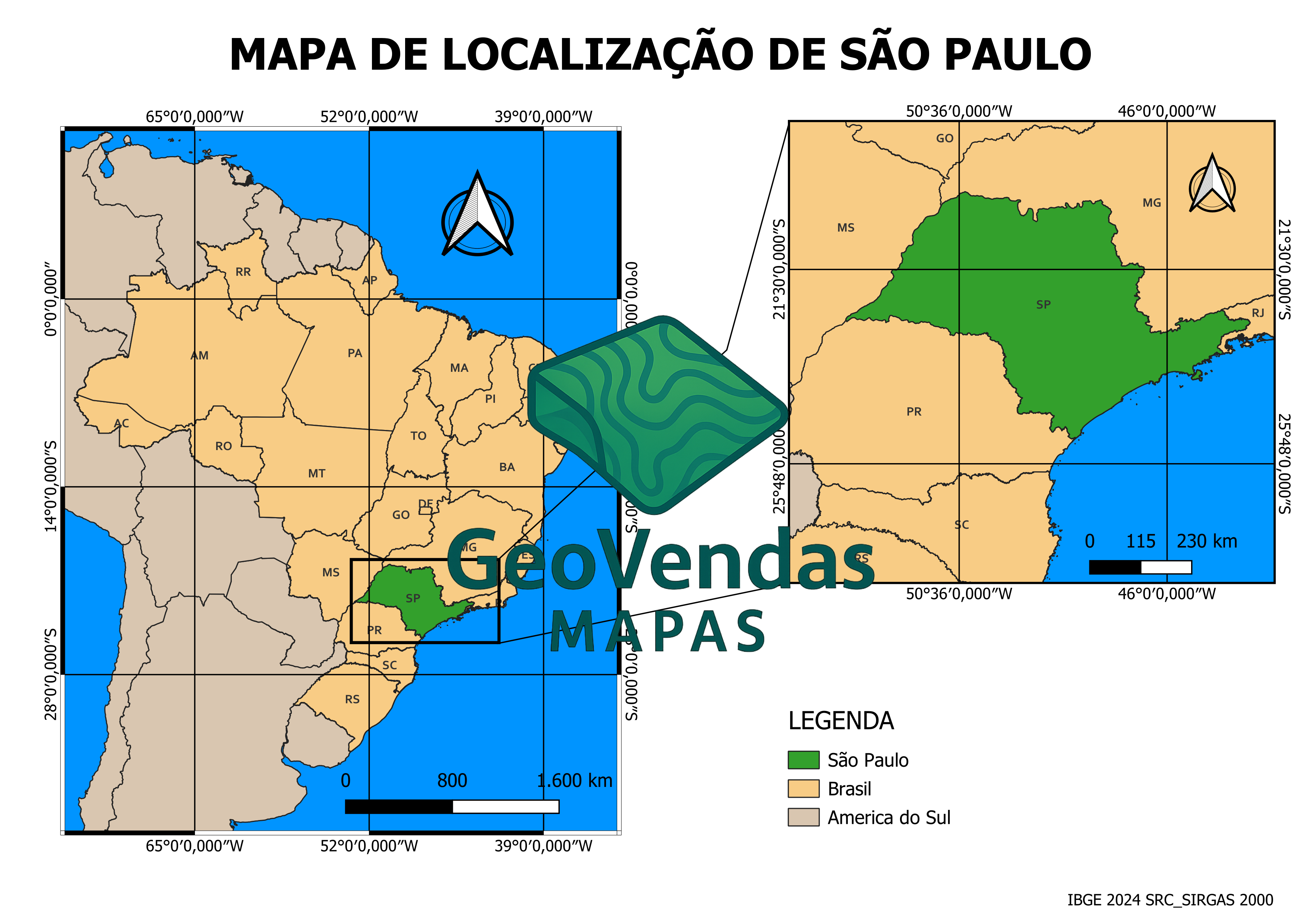 Mapa de localização de São Paulo